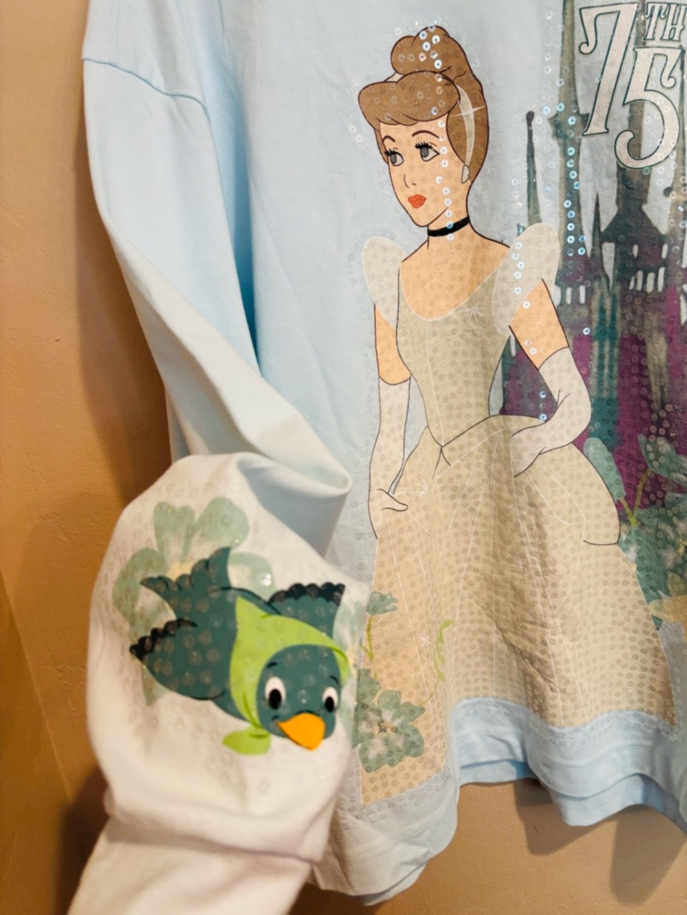 Disney’s Cinderella 75th Anniversary Jersey, Magical Sequin Sparkles size L - Picture 7 of 11